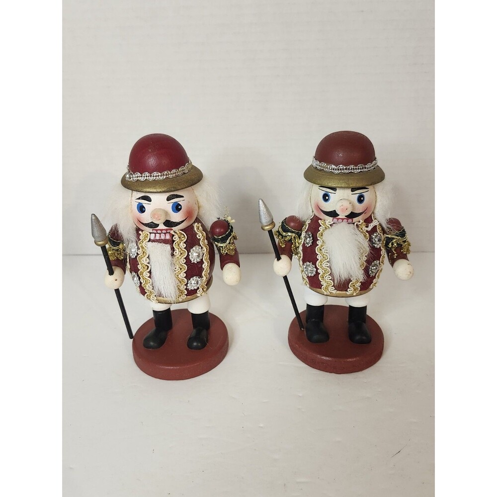 Lot Of 2 Wooden Nutcrackers 6" Tall